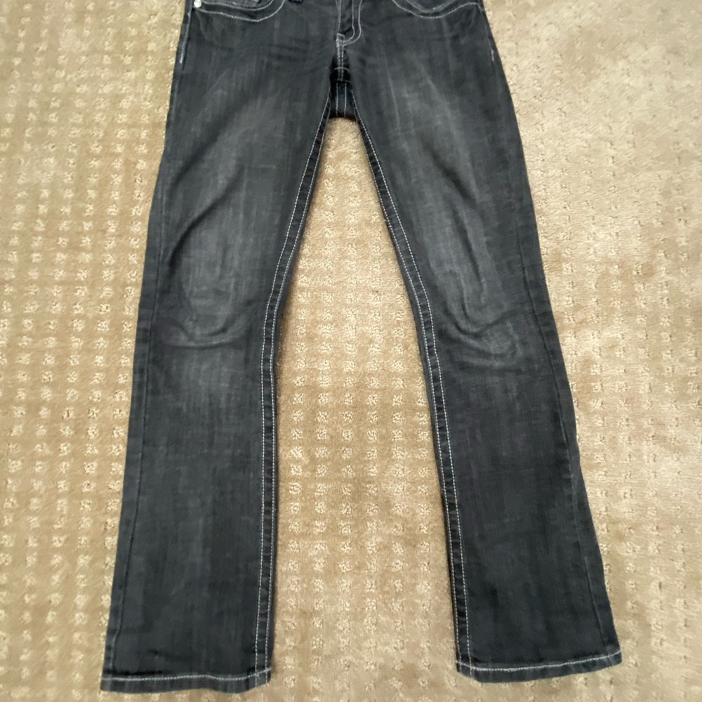 Dark Grey Zipper Low Rise Flare Jeans - Size 1